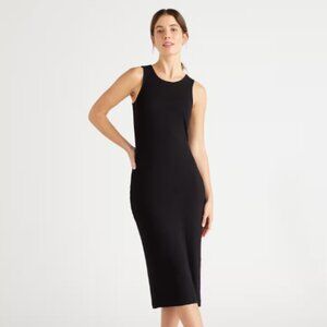 NWOT Quince Tencel Rib Knit Sleeveless Dress, Black